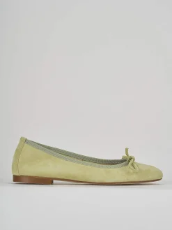 Ballerina tacco 1 cm verde camoscio