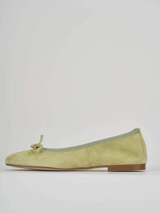 Ballerina tacco 1 cm verde camoscio