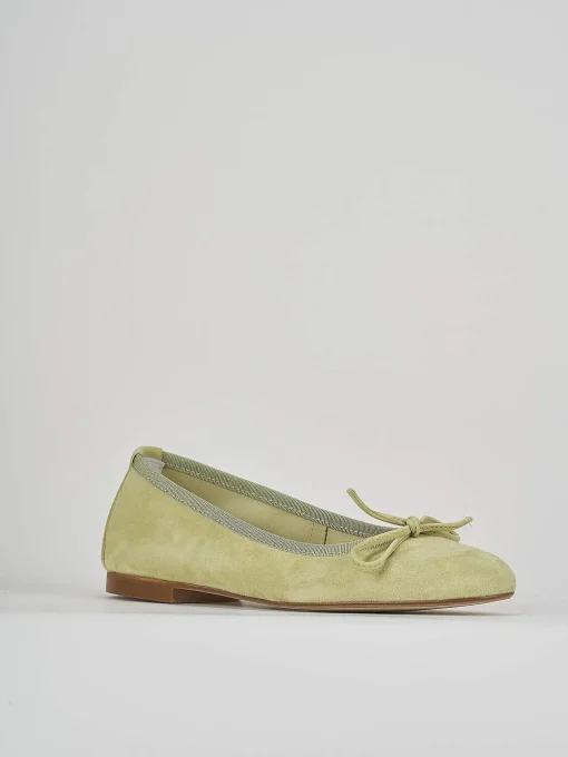 Ballerina tacco 1 cm verde camoscio