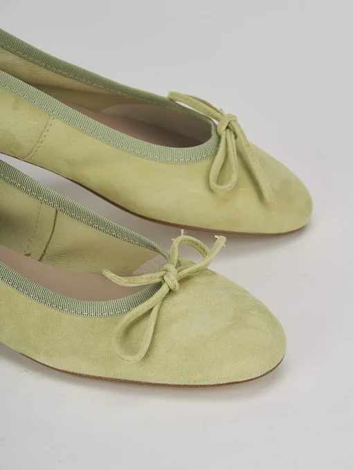 Ballerina tacco 1 cm verde camoscio