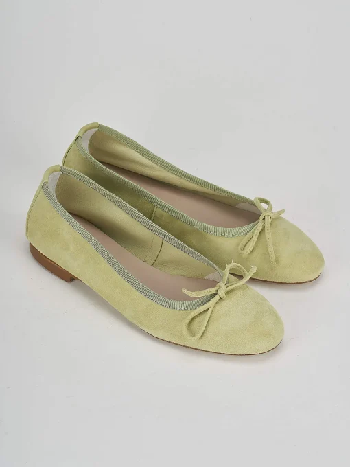 Ballerina tacco 1 cm verde camoscio