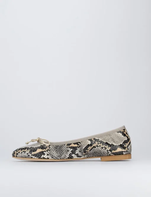 Ballerina tacco 1cm marrone pitone
