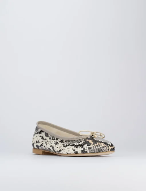 Ballerina tacco 1cm marrone pitone