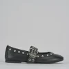 Ballerina tacco 1cm nero pelle