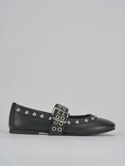 Ballerina tacco 1cm nero pelle