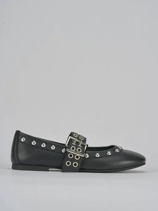Ballerina tacco 1cm nero pelle