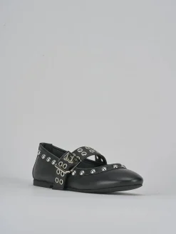 Ballerina tacco 1cm nero pelle