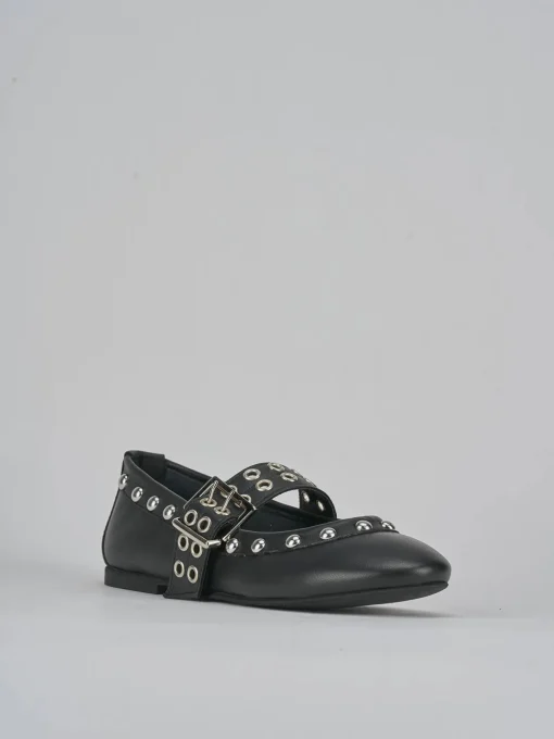 Ballerina tacco 1cm nero pelle