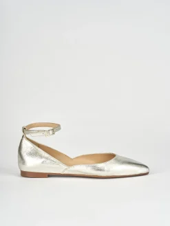 Ballerina tacco 1cm oro pelle