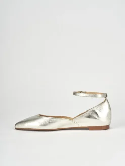 Ballerina tacco 1cm oro pelle