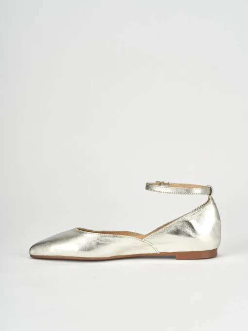 Ballerina tacco 1cm oro pelle