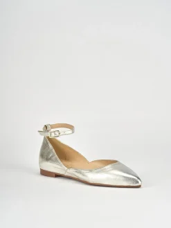 Ballerina tacco 1cm oro pelle