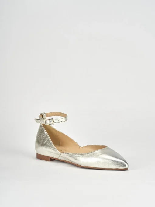 Ballerina tacco 1cm oro pelle