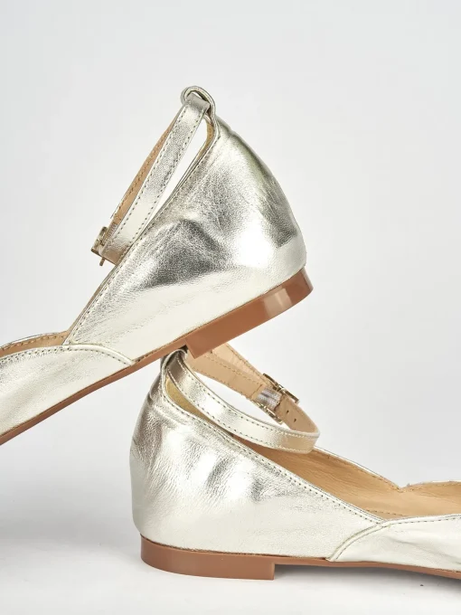 Ballerina tacco 1cm oro pelle