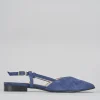 Ballerine tacco 1cm camoscio blu