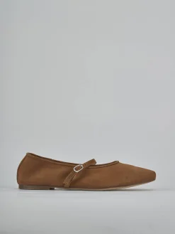 Ballerine tacco 1cm camoscio marrone