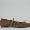 Ballerine tacco 1cm camoscio marrone