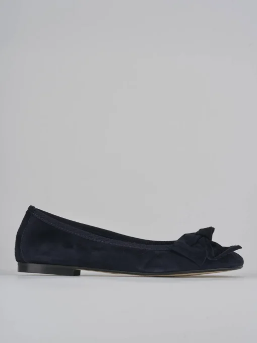 Ballerine tacco 1cm camoscio blu