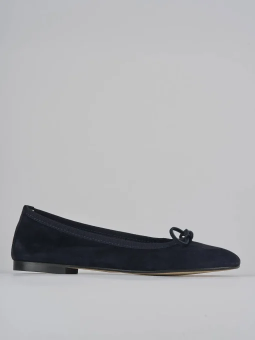 Ballerine tacco 1cm camoscio blu