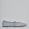 Ballerine tacco 1cm camoscio jeans