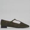 Ballerine tacco 1cm camoscio verde