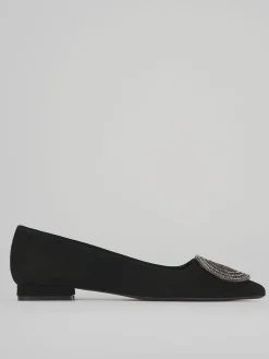 Ballerine tacco 1cm camoscio nero