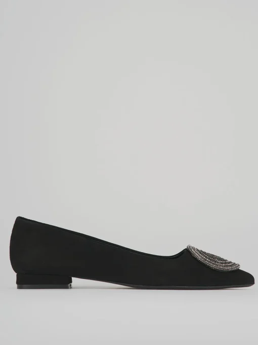 Ballerine tacco 1cm camoscio nero
