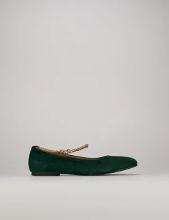 Ballerine tacco 1cm camoscio verde