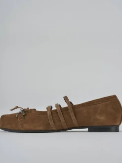 Ballerine tacco 1cm camoscio marrone