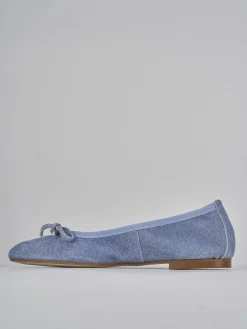 Ballerine tacco 1cm camoscio jeans