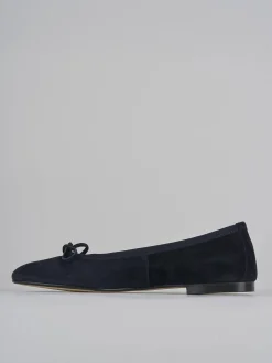 Ballerine tacco 1cm camoscio blu