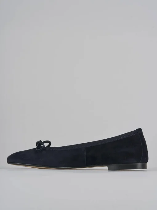Ballerine tacco 1cm camoscio blu