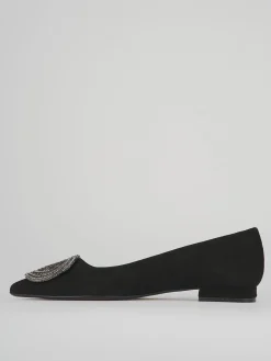 Ballerine tacco 1cm camoscio nero