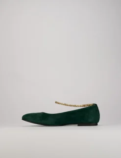 Ballerine tacco 1cm camoscio verde