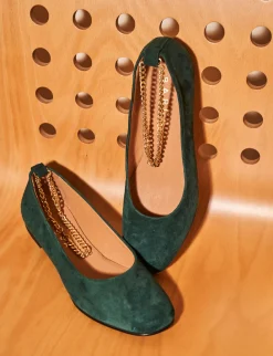Ballerine tacco 1cm camoscio verde