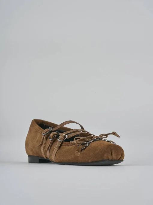 Ballerine tacco 1cm camoscio marrone