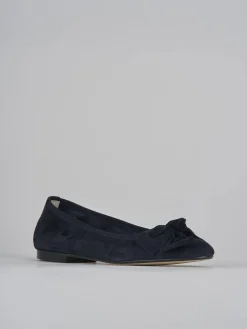 Ballerine tacco 1cm camoscio blu