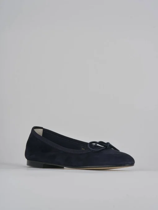 Ballerine tacco 1cm camoscio blu