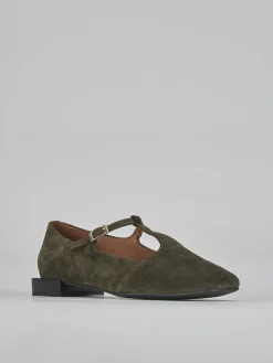 Ballerine tacco 1cm camoscio verde