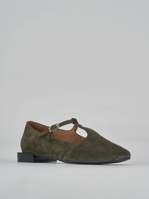 Ballerine tacco 1cm camoscio verde