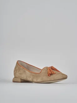 Ballerine tacco 1cm camoscio marrone