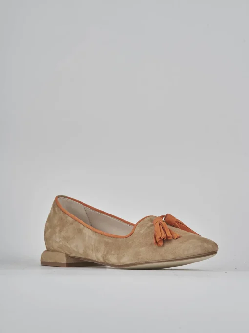 Ballerine tacco 1cm camoscio marrone