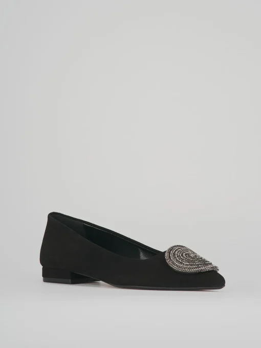 Ballerine tacco 1cm camoscio nero