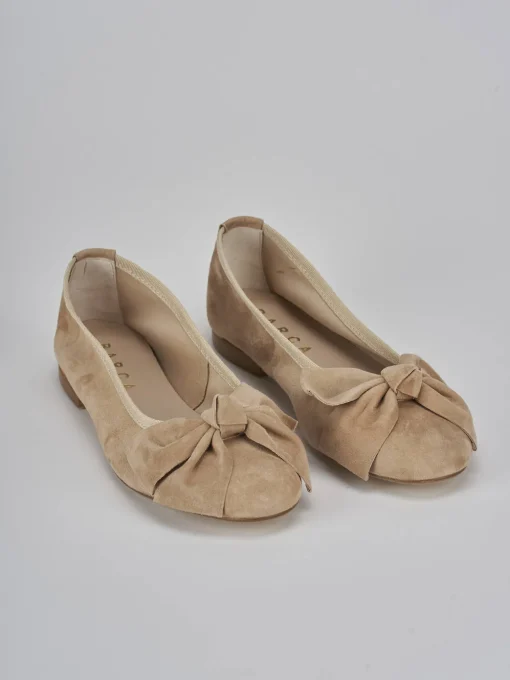 Ballerine tacco 1cm camoscio marrone