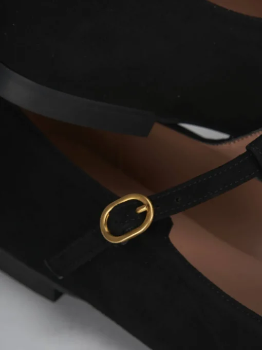 Ballerine tacco 1cm camoscio nero
