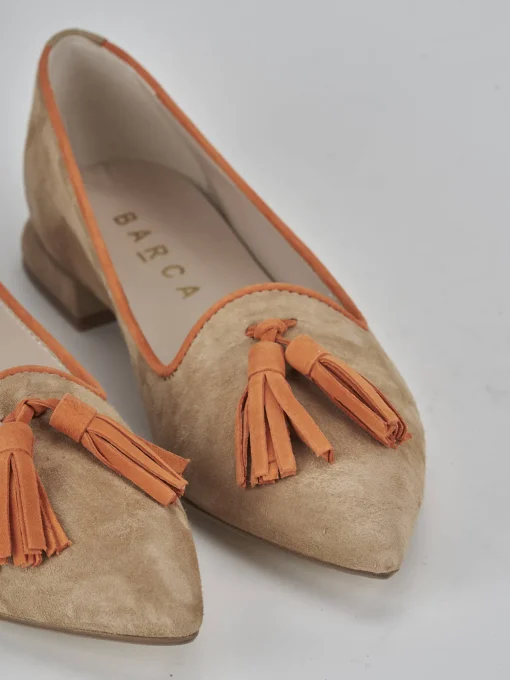 Ballerine tacco 1cm camoscio marrone