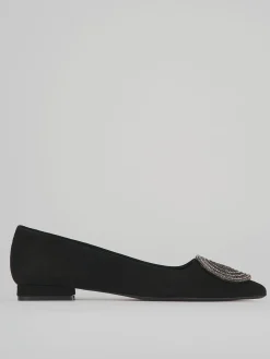 Ballerine tacco 1cm camoscio nero