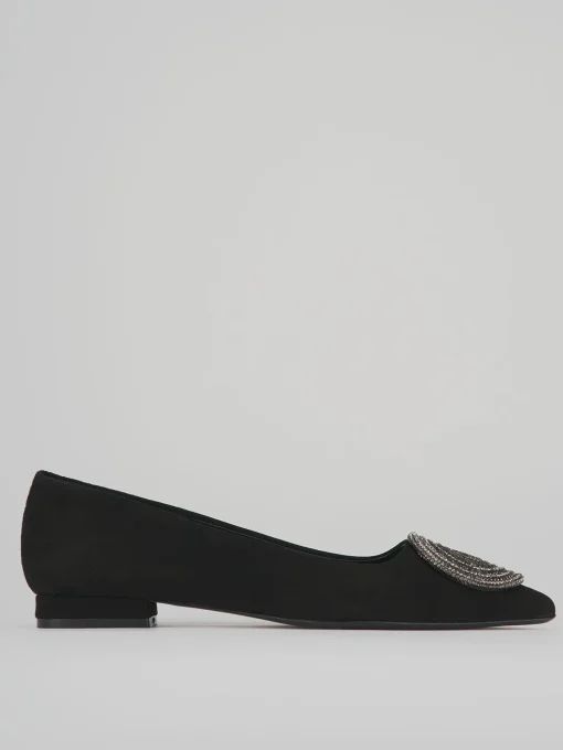 Ballerine tacco 1cm camoscio nero