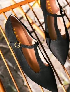 Ballerine tacco 1cm camoscio nero
