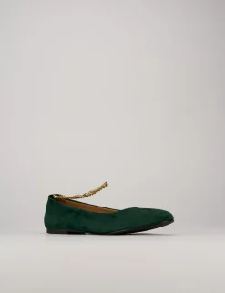 Ballerine tacco 1cm camoscio verde